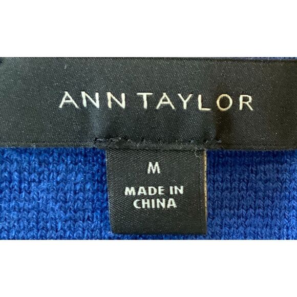 Ann Taylor Blue Black Colorblock Bell Sleeves Sweater Wool Blend Sz M Fairycore - Picture 12 of 14